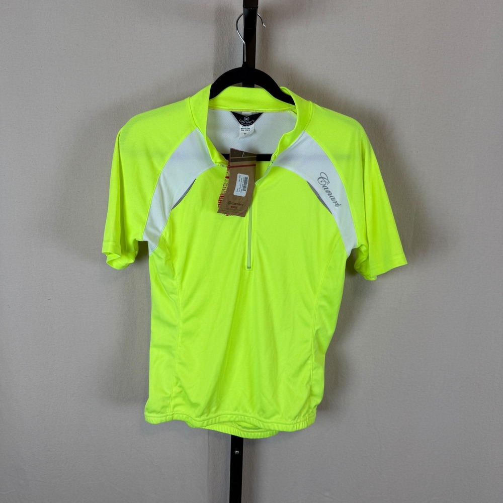 New Canari Marquis Cycling Jersey Womens Medium Killer Yellow Neon 1/4 Zip 6201